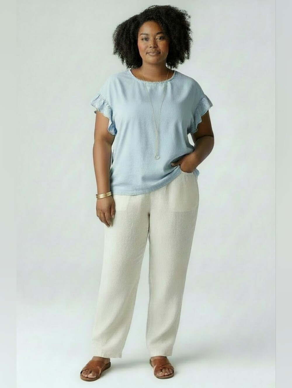 Ellen Tracy Soft Ruffle Sleeve Top SZ 2X